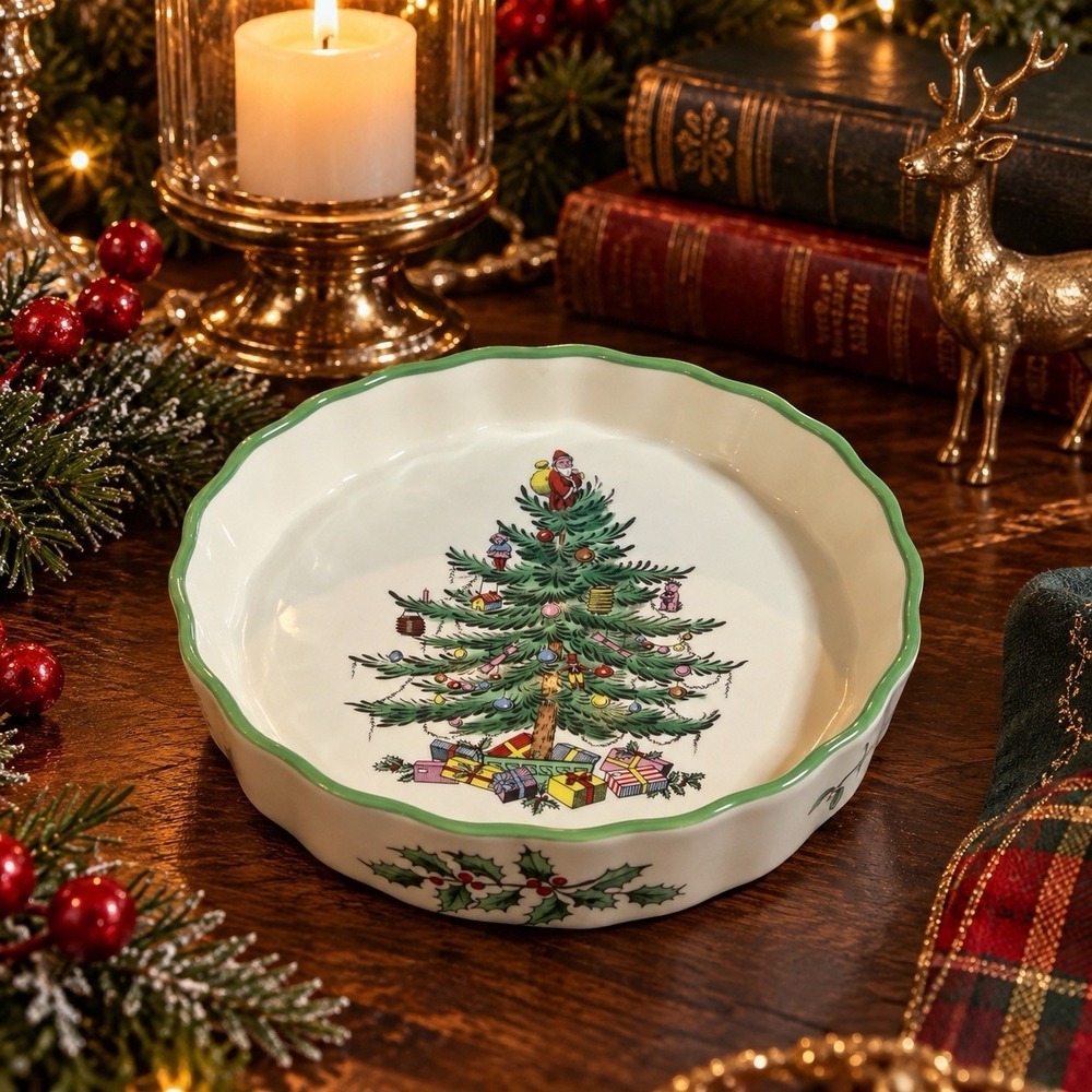 Spode Christmas Tree Imperial Cookware 5” Round Baking Serving Dish England